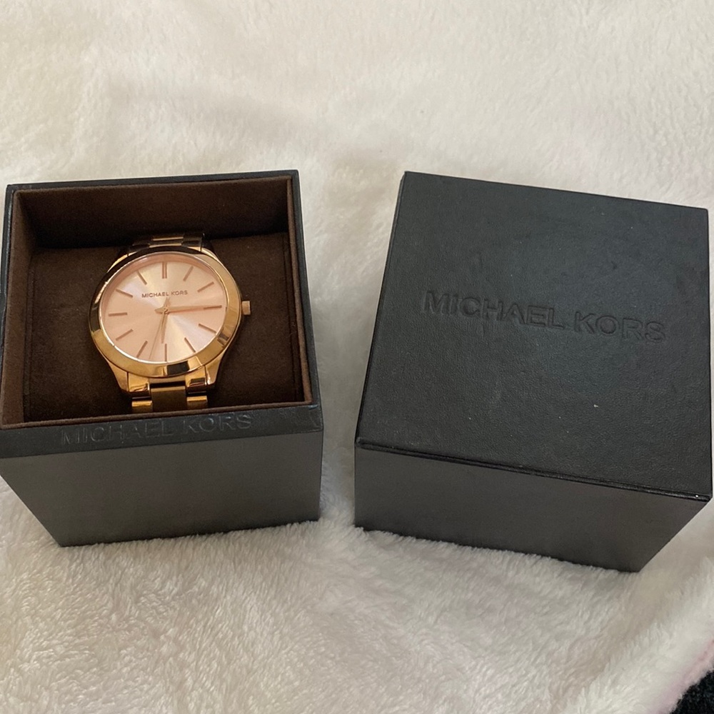 Michael kors rose gold unisex watch full set